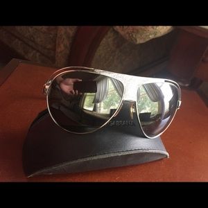 Dolce &Gabbana leather aviator sunglasses
